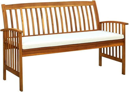 Patio Bench,Rustic Outdoor Patio Bench,Porch Chair,Wood Garden Bench,with Backrest and Armrests,for Outdoor,Park,Yard,Patio,Parkwith Cushion 57.9" Solid Acacia Wood(Easy to Assemble)