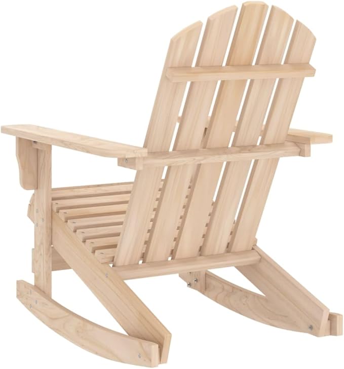 vidaXL Adirondack Rocking Chair for Patio & Garden - Solid Fir Wood Construction - Ergonomic Design - Classic Brown - Photo 6