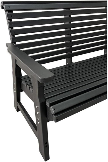 Poly Lumber Outdoor Bench, HDPE All-Weather Bench, Never Rots or Fades, for Patio, Porch, Garden and Park, 700 lbs Weight Capacity (2-Seater, Black)