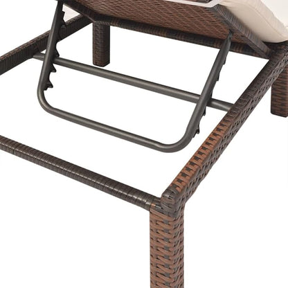 Brown PE Rattan Sunlounger 23.6x76.8x8.7 in, Adjustable Backrest Outdoor Chaise Lounge Chair, Powder-Coated Steel Frame, Comfy Cushion for Patio Pool Garden and Balcony