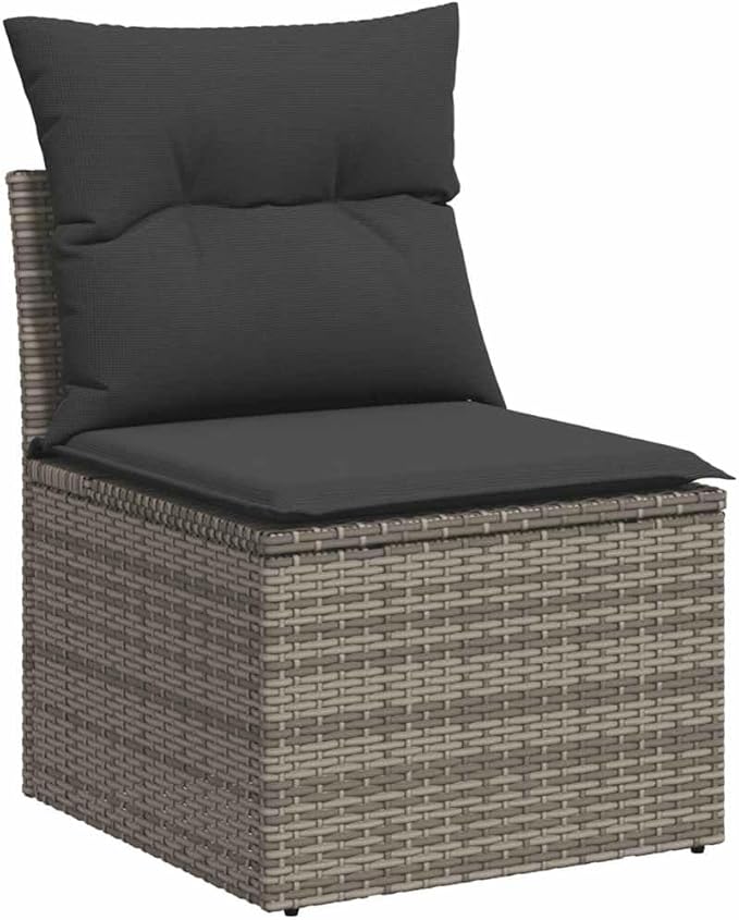 vidaXL Garden Chair Grey Poly Rattan Single Modular Garden Chair