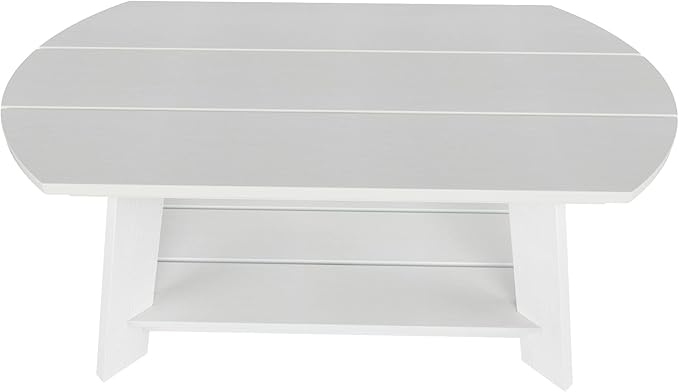 WestinTrends Tuscany Outdoor Coffee Table, All Weather HIPS 2 Tier Patio Adirondack Coffee Table, White