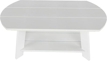 WestinTrends Tuscany Outdoor Coffee Table, All Weather HIPS 2 Tier Patio Adirondack Coffee Table, White