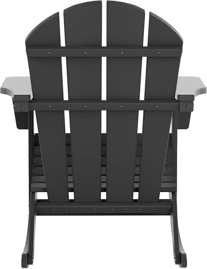 WO WESTIN OUTDOOR HDPE Laguna Outdoor Rocking Poly Adirondack Chair with Side Table 3-Piece Set, Gray