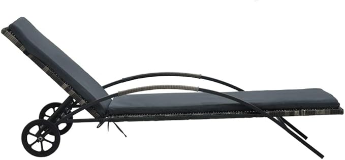 Sun Lounger Anthracite PE Rattan, 78.7 in Long, 25.6 in Wide, Adjustable Outdoor Chaise Lounge Chair with Wheels, Weatherproof Patio Recliner for Garden Lounge Chairs