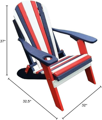 Furniture Barn USA Poly Folding Adirondack Chair with Smart Phone Holder, Patriotic