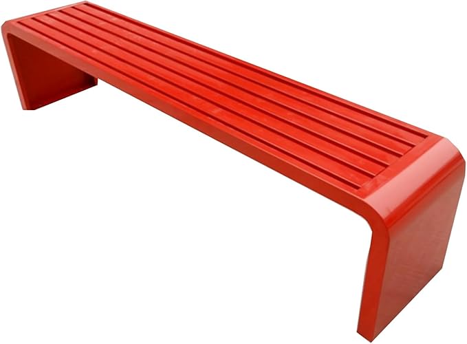 Metal Outdoor Garden Bench, Backless Bench for Park, Backless Couch, Furniture Seating, Patio Bench Chair, 2-3 People, Ideal for Lawn and Indoors(Red,100cm/39.4in)