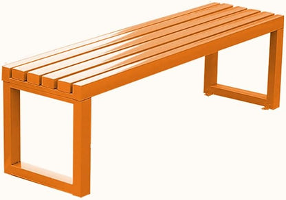 Outdoor Garden Bench Metal Park Seat Weatherproof 3-Person Deck Furniture Backless Furniture Seating for Front Porch,Lawn,Path,Yard(Orange,59 Inch)