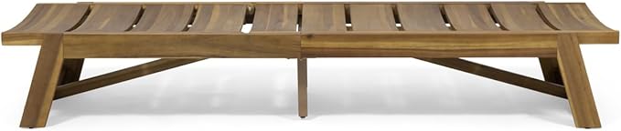 Maki Acacia Wood & Iron Outdoor Chaise Lounge - Adjustable & Breathable for Poolside or Patio