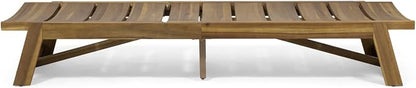 Maki Acacia Wood & Iron Outdoor Chaise Lounge - Adjustable & Breathable for Poolside or Patio