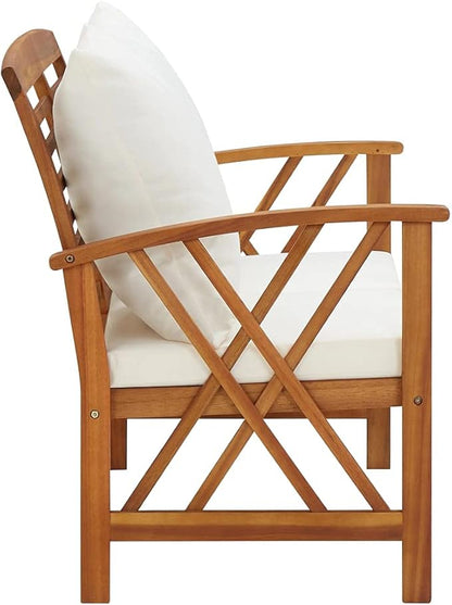 2-seat Garden Bench, Ergonomic Design,Soft Large backrest,Garden Bench with Cushions 46.9" Solid Acacia Wood-Fast delivdengny