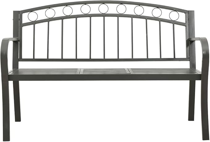 Garden Bench Outdoor Bench Patio Bench Cushions for Outdoor, Park, Yard, Entryway, Iron Metal Frame Furniture - Photo 4