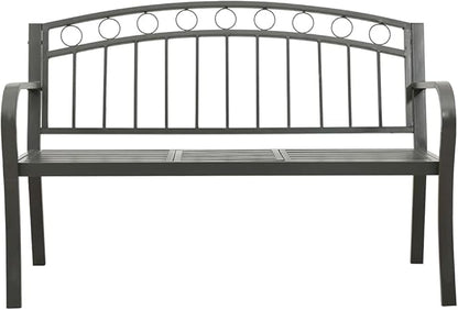 Garden Bench Outdoor Bench Patio Bench Cushions for Outdoor, Park, Yard, Entryway, Iron Metal Frame Furniture, with Folding Table 49.2" Steel Gray-Fast delivchy