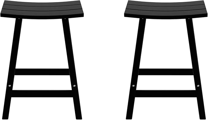 WestinTrends Malibu 2 Piece Set of 24 Height Outdoor/Patio Saddle bar stools, Black