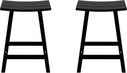 WestinTrends Malibu 2 Piece Set of 24 Height Outdoor/Patio Saddle bar stools, Black