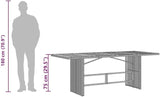 vidaXL Patio Table - Acacia Wood top/Outdoor Furniture - Gray Poly Rattan - Weather 74.8"x31.5"x29.5" - Photo 3