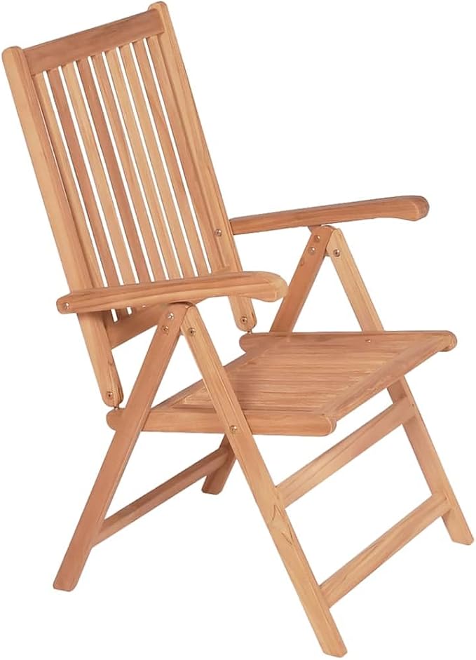 Teak Wood Reclining Patio Chairs Set of 2, 7-Position Folding Outdoor Lounge Chairs 22.4"x28.1"x39.4" Brown Weather-Resistant Wooden Seating for Garden, Balcony, Deck