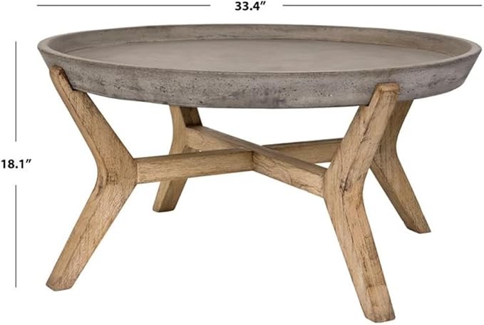 MAKLAINE Round Wood/Concrete Indoor/Outdoor Coffee Table, 18.1 in Height, Dark Gray Finish, Weather Resistant - Photo 3
