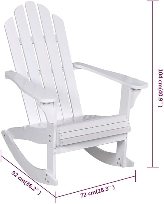 Patio Rocking Chair Wood White, Patio Dining Chairs, Outdoor Patio Chairs Set for Garden, Balcony, or Poolside