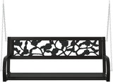 Outdoor Garden Swing Bench for 2 Person, Steel Metal Porch Swing Chair with Rose Pattern Backrest - Photo 4