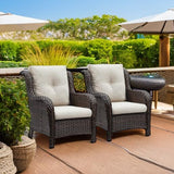 Rilyson Outdoor Wicker Patio Chairs Set of 2: Rattan Dining Chairs Porch Chairs Outdoor Club Chairs with high Back and - Photo 5