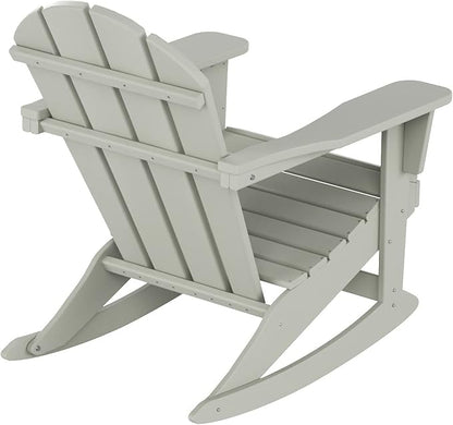 WestinTrends Malibu Outdoor Patio Porch Rocking Adirondack Chair (Set of 4), Sand