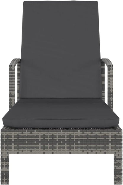 Outdoor Chaise Lounge Chairs for Outside,Patio Lounger Pool Furniture Adjustable,Recliner Chair for Beach,Backyard, Sun Lounger with Armrests Poly Rattan Gray