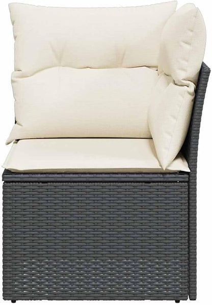 Modular Outdoor Garden Sofa with Removable Zippered Cover in Black and Cream White, Durable Powder-Coated Metal Frame for Patio Balcony