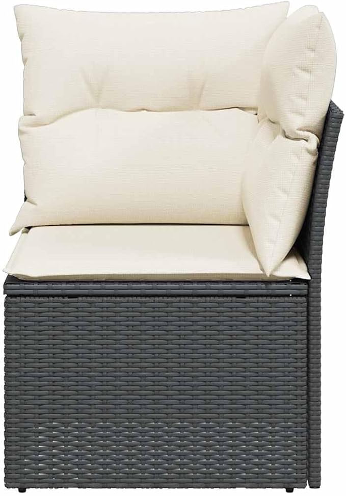 Modular Outdoor Garden Sofa with Removable Zippered Cover, Black and Cream White Woven Texture, Powder-Coated Metal Frame for Patio Balcony