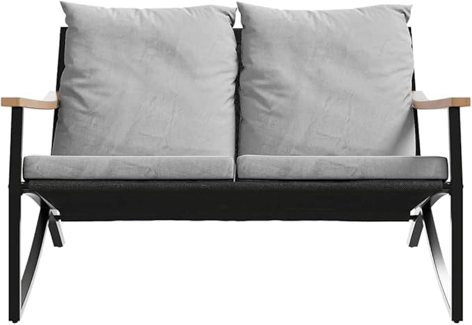 3-Piece Balcony Furniture Set Black Modern Powder-Coated Steel for Outdoor Patio and Balcony