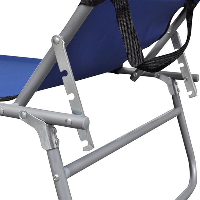 Blue Folding Sun Lounger with Adjustable Canopy, 74.2" Aluminum Frame Outdoor Chaise, Portable Tanning Chair for Poolside Patio Beach Garden, 22.6" Wide Recliner, No Assembly