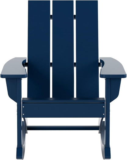 WO WESTIN OUTDOOR HDPE Shoreside Modern Rocking Poly Adirondack Chair,Navy Blue