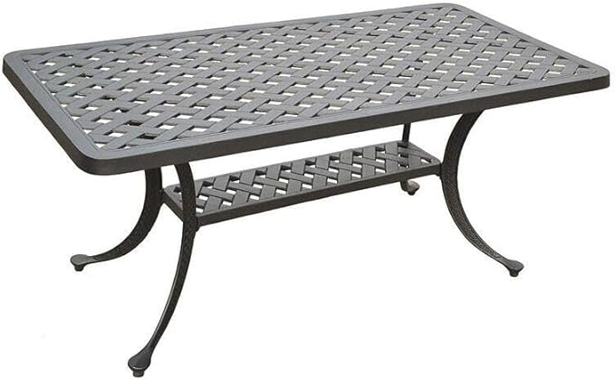 Coffee Table Outdoor - Black Metal Patio Furniture - Rectangular