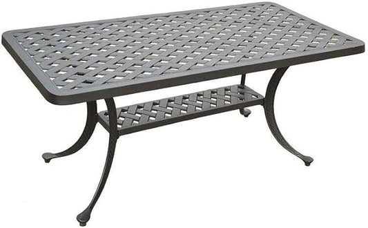 Coffee Table Outdoor - Black Metal Patio Furniture - Rectangular