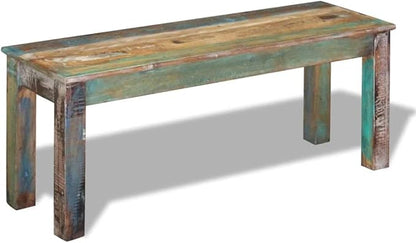 Vintage Reclaimed Wood Garden Bench for Indoor Outdoor Use, Rustic Solid Wood Patio Seating with Spacious Design and Durable Construction