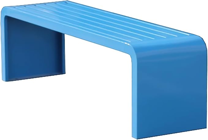 Outdoor Bench Without Backrest, Pure Wrought Iron Metal Garden Bench with Pre-drilled Fixing Holes for Patios, Porches, Balconies and Parks(Blue,120cm/47in)