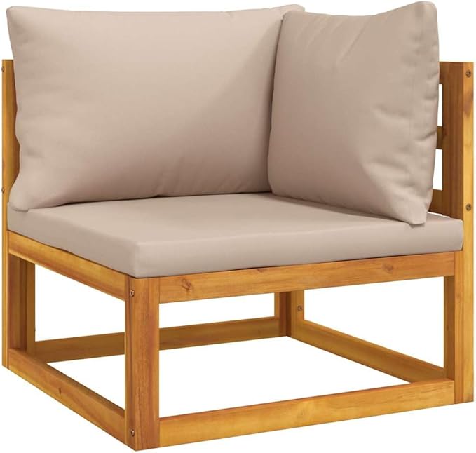 Garden Sofa Set, Taupe Solid Acacia Wood Outdoor Sectional Sofa Units, Modular Seating for Balcony & Backyard