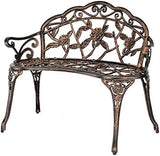Bronze 38.5" Cast Aluminum Garden Bench, Outdoor Bench Garden Patio Porch Park Deck, Park Bench - Photo 4