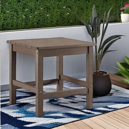 Psilvam Oversized Outdoor Side Table, 19.68" Poly Lumber Adirondack Side Table, Weather Resistant Patio Side Table for Poolside, Garden and Front Porch (Brown)