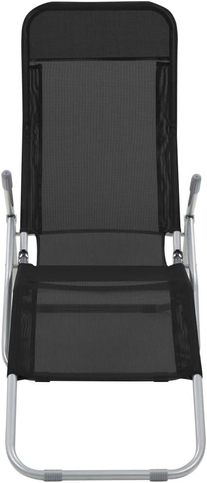Textilene Folding Sunlounger Set of 2, Black Powder-Coated Steel Frame Outdoor Chaise 55.9"x23.6"x38.2", Zero-Assembly Poolside Patio Recliner for Garden, Beach and Balcony