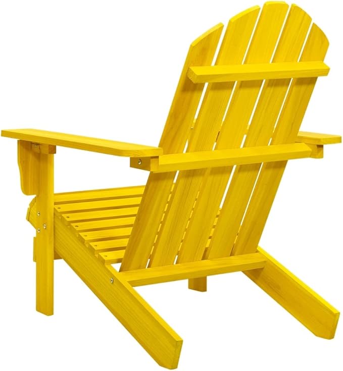 Adirondack Chair Solid Fir Wood Yellow Outdoor Patio Lounge Chair Comfortable Sturdy Ergonomic Design for Garden - Photo 5