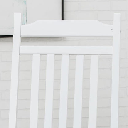White Porch Rockers 3 Piece Outdoor Wooden Adults Furniture Set with 2 Rocking Chair and 1 Outdoor Side Table for Patio Lounge Balcony