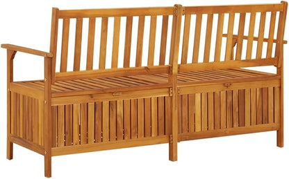 Bench Natural Wood Solid Acacia Wood Outdoor Seating Outdoor Benches for Lawn Garden 58.3 in Bench Rectangular