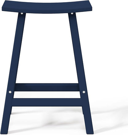 WestinTrends Malibu 24 Inch Outdoor Bar Stools, All Weather Resistant Poly Lumber Adirondack Counter Height Stools, Navy Blue