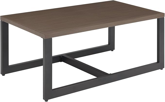 Belord Outdoor Coffee Table for Patio: Metal Heat Transfer Top Patio Coffee Table with Storage, Anti-Rust Frame Rectangular Modern Outdoor Table Furniture (48" W, Brown)