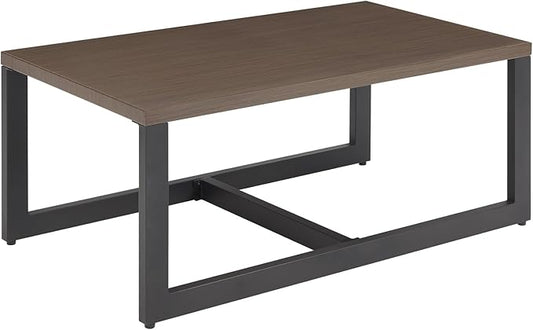 Belord Outdoor Coffee Table for Patio: Metal Heat Transfer Top Patio Coffee Table with Storage, Anti-Rust Frame Rectangular Modern Outdoor Table Furniture (48" W, Brown)