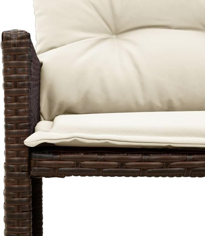 vidaXL L-Shaped Patio Sofa with Cushions and Coffee Table - Brown Poly Rattan Outdoor Lounge Set with Washable Covers for Garden, Terrace, Deck