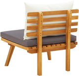 Garden Chair Natural Dark Gray White with Solid Acacia Wood Frame and Plush Cushions for Outdoor Relaxation and Dining - Photo 7
