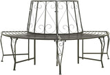 Silver Grey Steel Half-Round Tree Bench for Outdoor Garden Patio Seating - Photo 1