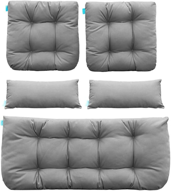 QILLOWAY Outdoor Patio Wicker Seat Cushions Group Loveseat/Two U-Shape/Two Lumbar Pillows for Patio Furniture - Photo 1